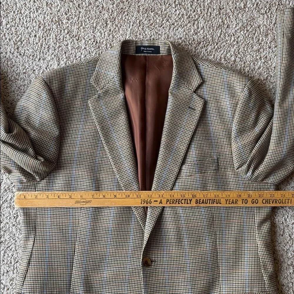 John W. Nordstrom Loro Piana Pure Cashmere Houndstooth Check Sport Coat 44 L
